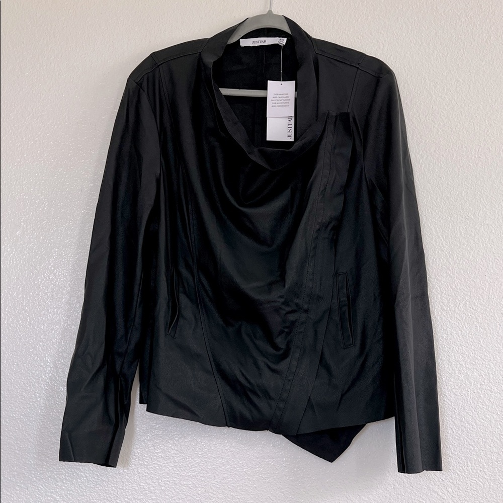 JustFab side zip faux leather jacket, size XXL